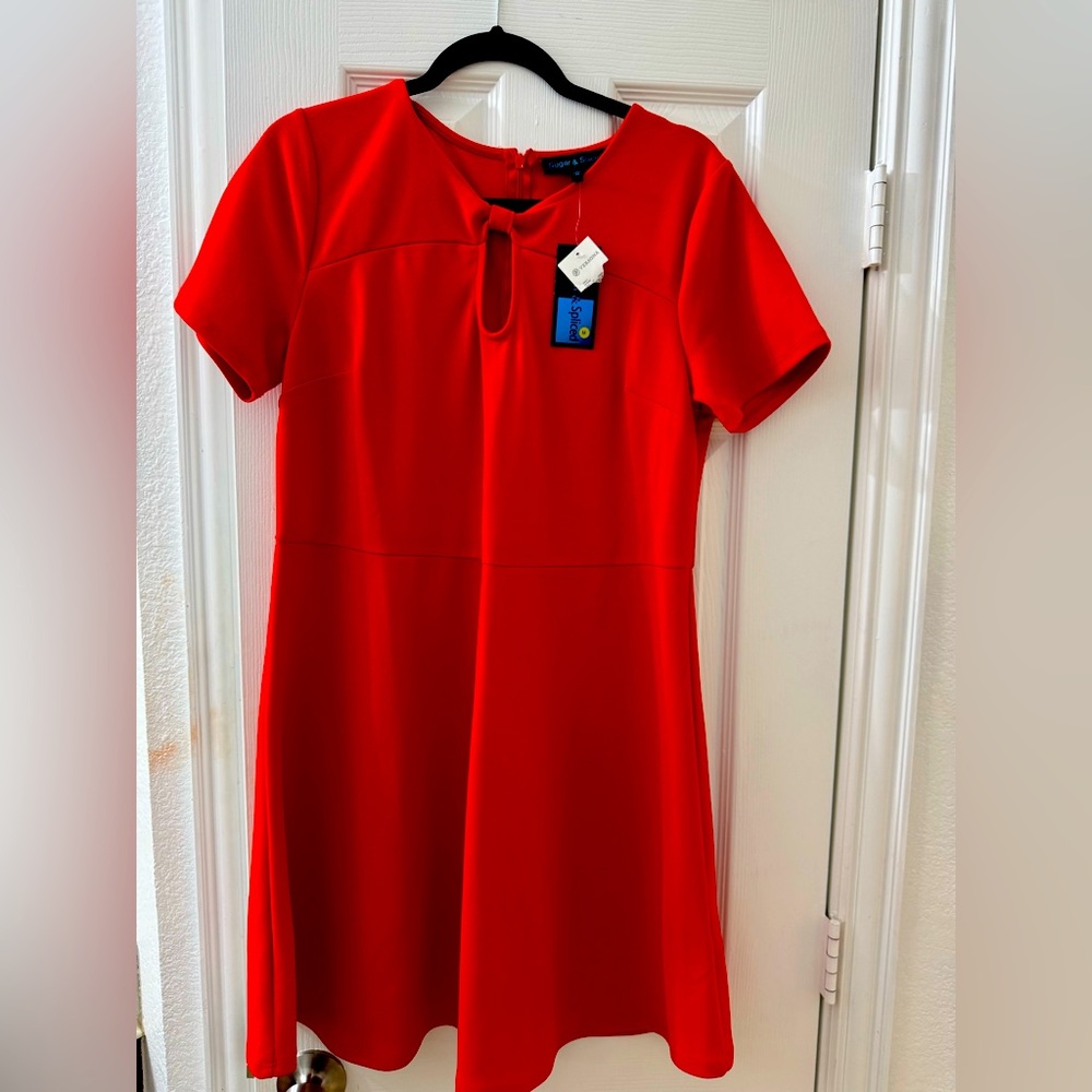 Red cut out business dress